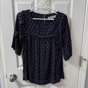 LOFT Dark Blue Floral Blouse